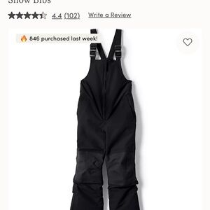 Lands' End Black Insulated Snow Bib